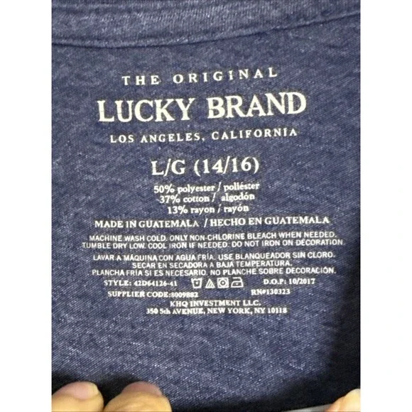 LUCKY BRAND Boys Bear Graphic Short Sleeve T-shirt Blue Size Large (14/16) - Picture 5 of 5